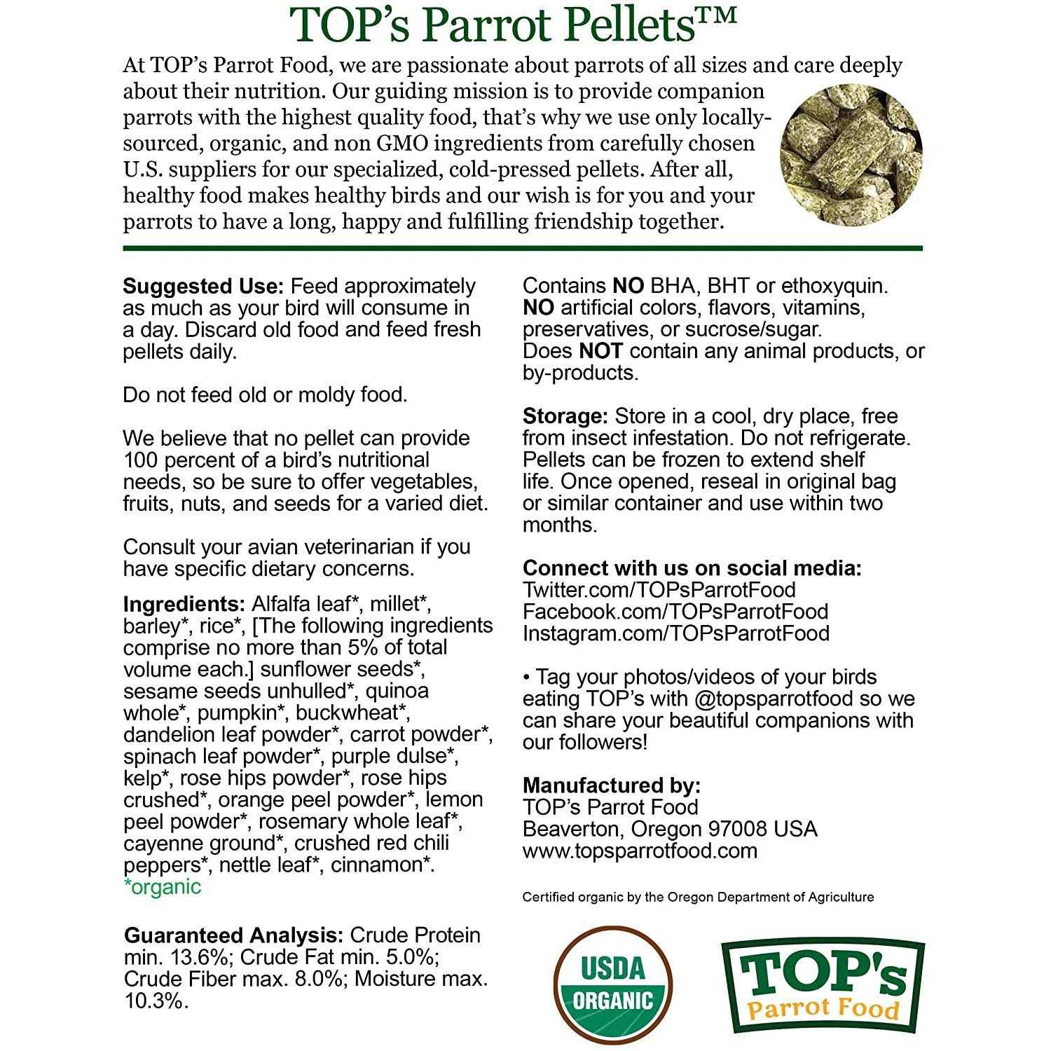 TOP’s Parrot Food Organic Pellets - Nail Gallerys