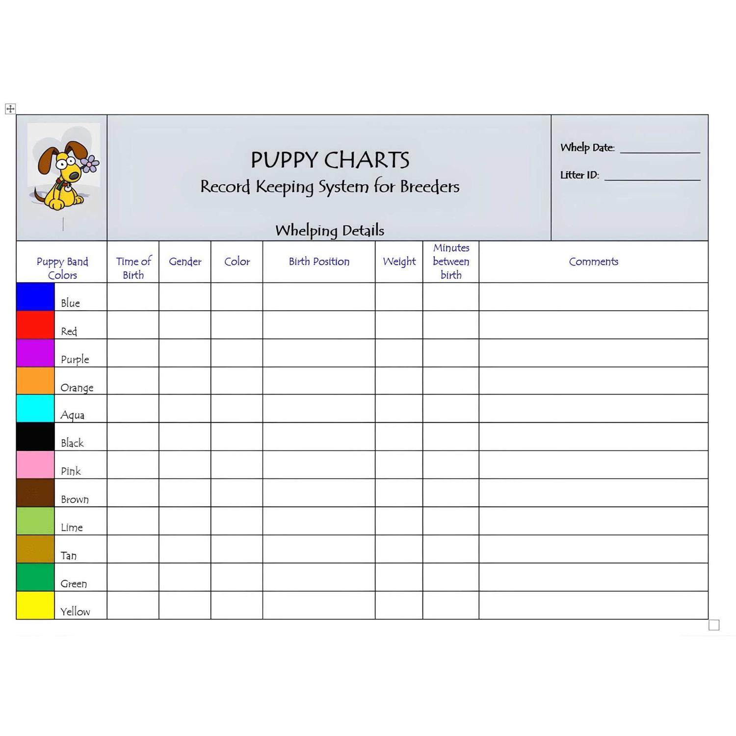 Puppies in Bloom Breeder Record Keeping Charts PNB11 - Nail Gallerys
