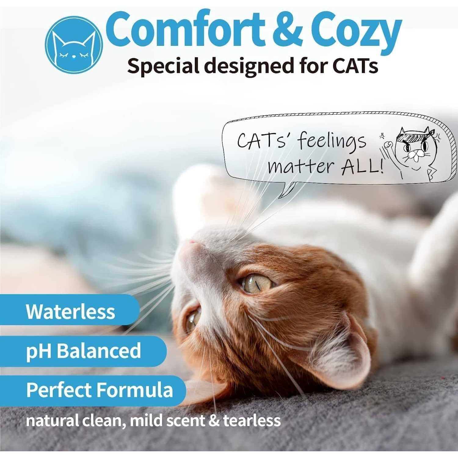 Mooncat Waterless Cat Shampoo+Cat Brush Licking Safe Dry Shampoo for Cats - Nail Gallerys