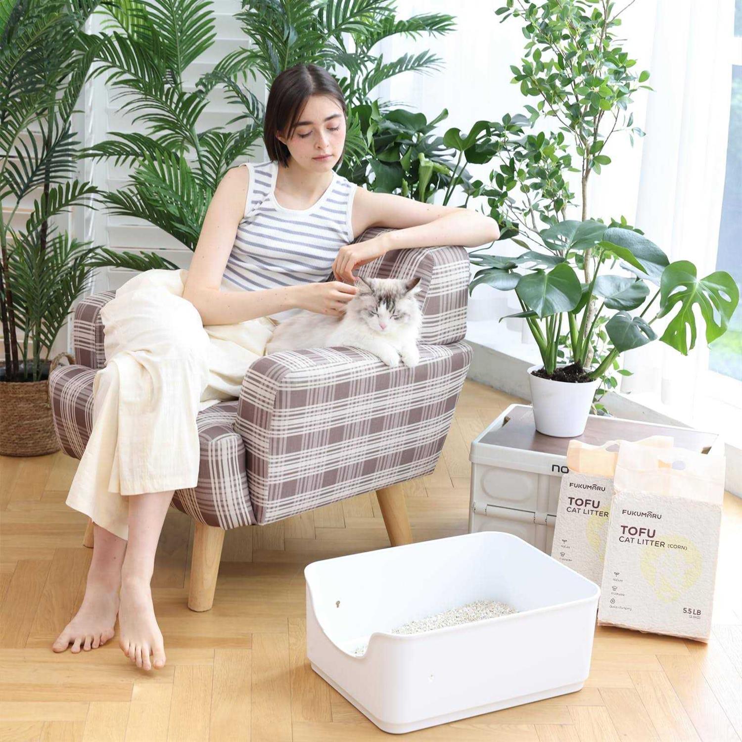 FUKUMARU Tofu Cat Litter Clumping Cat Litter, Dust Free Unscented Flushable Tofu Litter, Natural, Lightweight and Low Tracking Cat Litter - Nail Gallerys