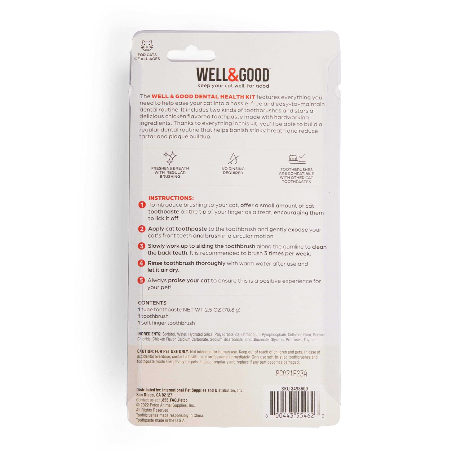 Well & Good Cat Dental Health Kit with Chicken Flavored Toothpaste - Nail Gallerys