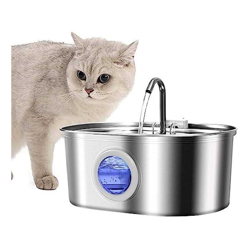 Rellaty Cat Water Fountain Stainless Steel 3.2L/108oz Pet Fountain Water Bowl Dog Drinking Dispenser Cat Feeding & Watering Supplies Animal Metal - Nail Gallerys