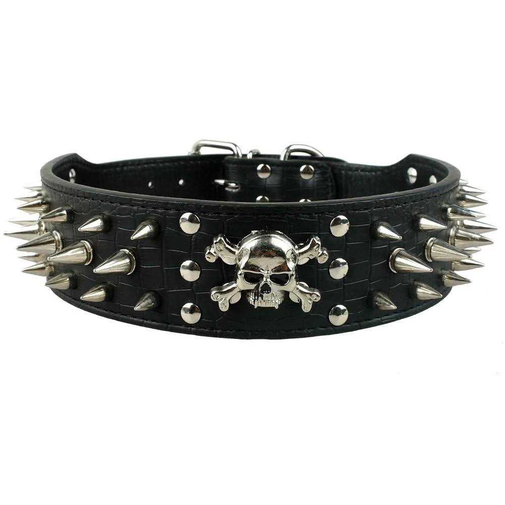 Berry Pet Black Leather Spikes Studded Medium & Large Dog Collar & Leash & Harness 3 Pcs Set for Pitbull Boxer - Nail Gallerys