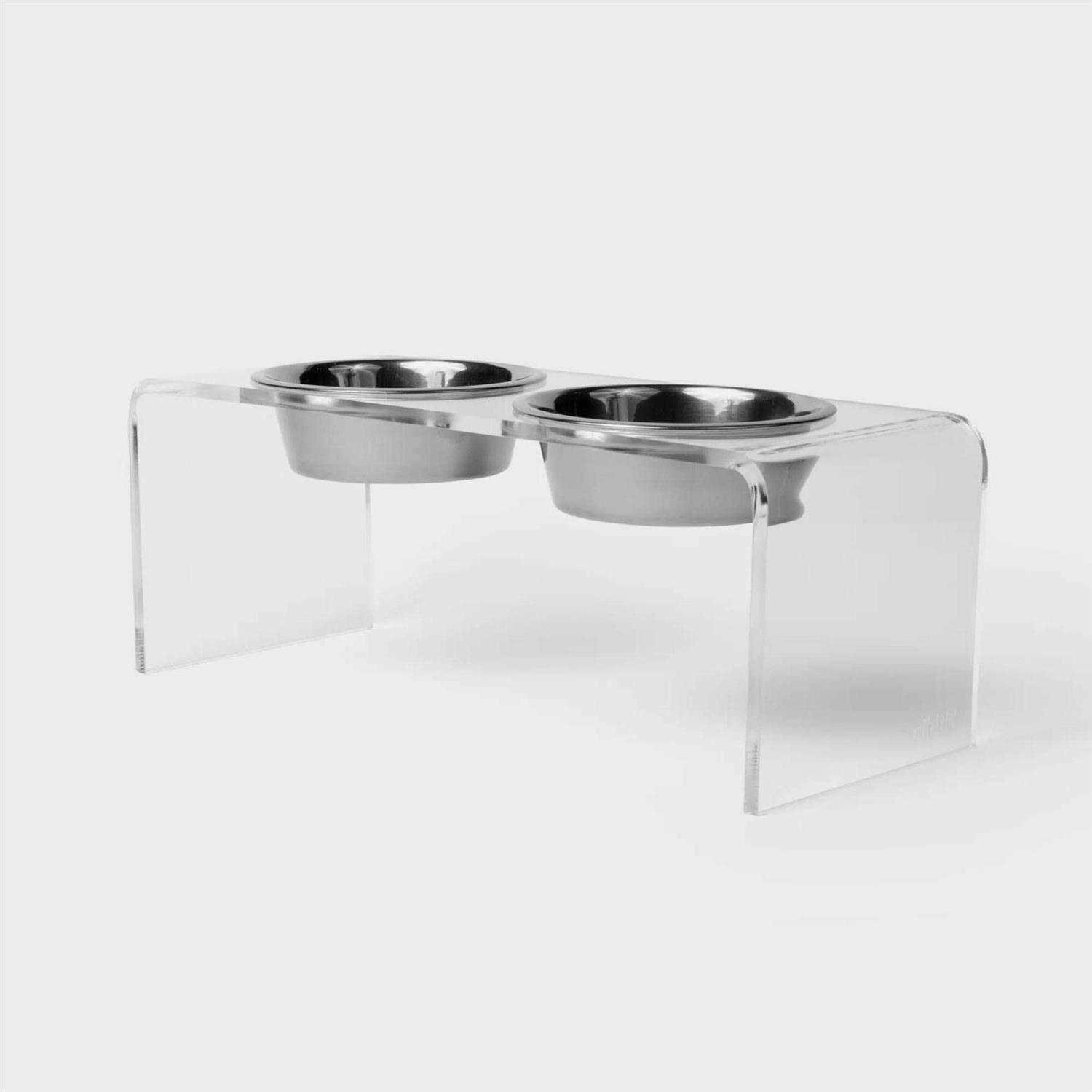 Hiddin Clear Double Bowl Pet Feeder - Nail Gallerys