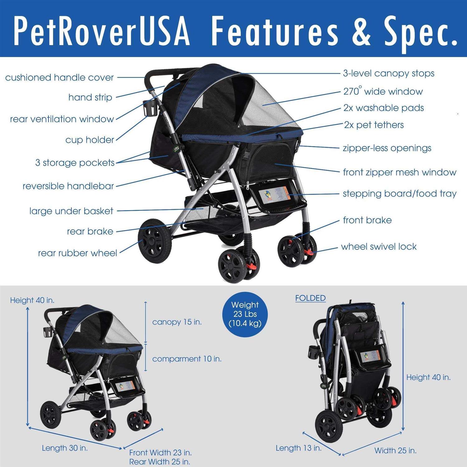 HPZ Rover Premium Heavy Duty Pet Stroller - Nail Gallerys
