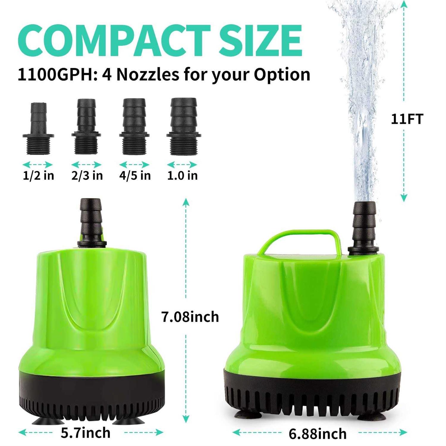 FREESEA GPH Submersible Water Pump for Pond Aquarium Hydroponics Fish Tank Fountain Waterfall - Nail Gallerys