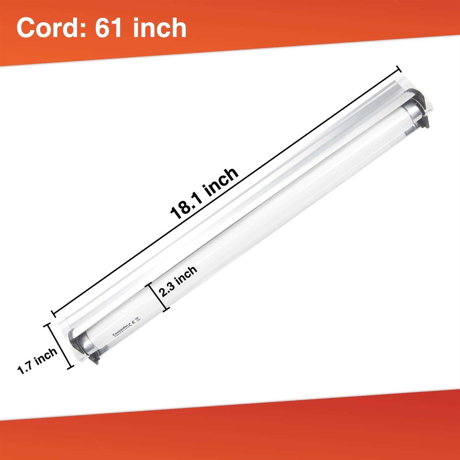 Hypool T8 Strip UVB Reptile Lighting Fixture with 18-Inch 15 Watt UVB 10.0 Fluorescent Bulb Combo Kit 10-Percent UVB Desert Pet Habitat Light - Nail Gallerys