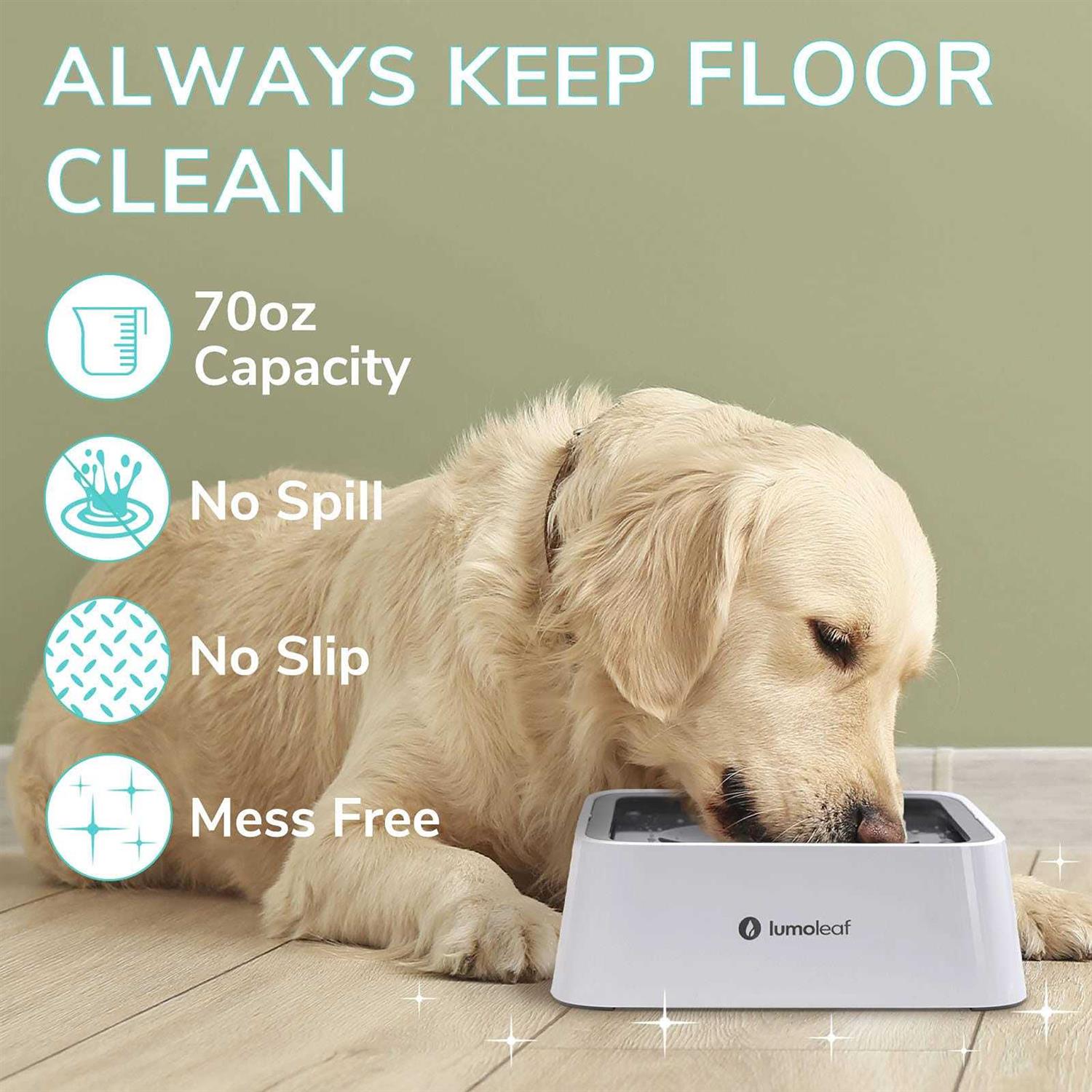 LumoLeaf Dog Water Bowl Pet Slow Water Feeder Bowl No Spill Dog Bowl - Nail Gallerys