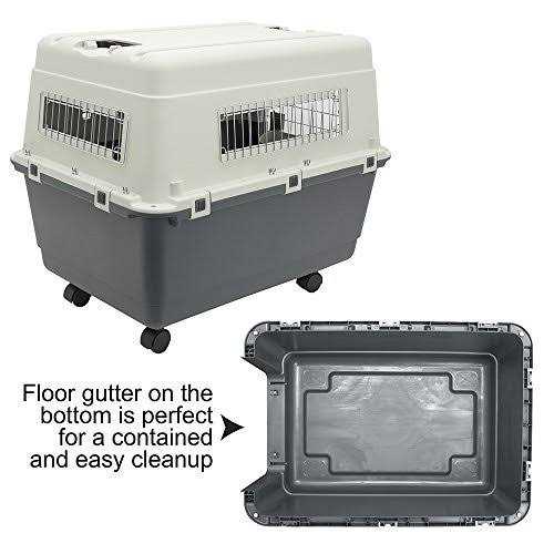 Sportpet Designs Plastic Kennels Rolling Plastic Wire Door Travel Dog Crate - Nail Gallerys