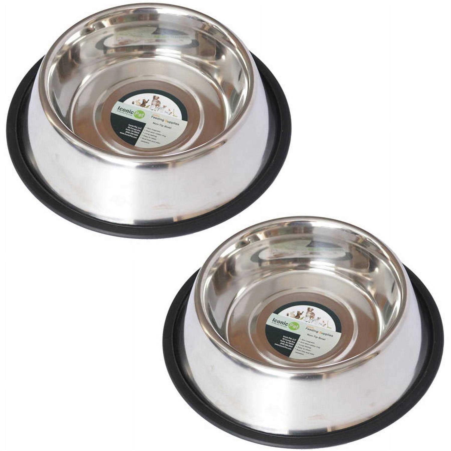 Iconic Pet 2 pack Stainless Steel Non-Skid Pet Bowl For Dog Or Cat - Nail Gallerys