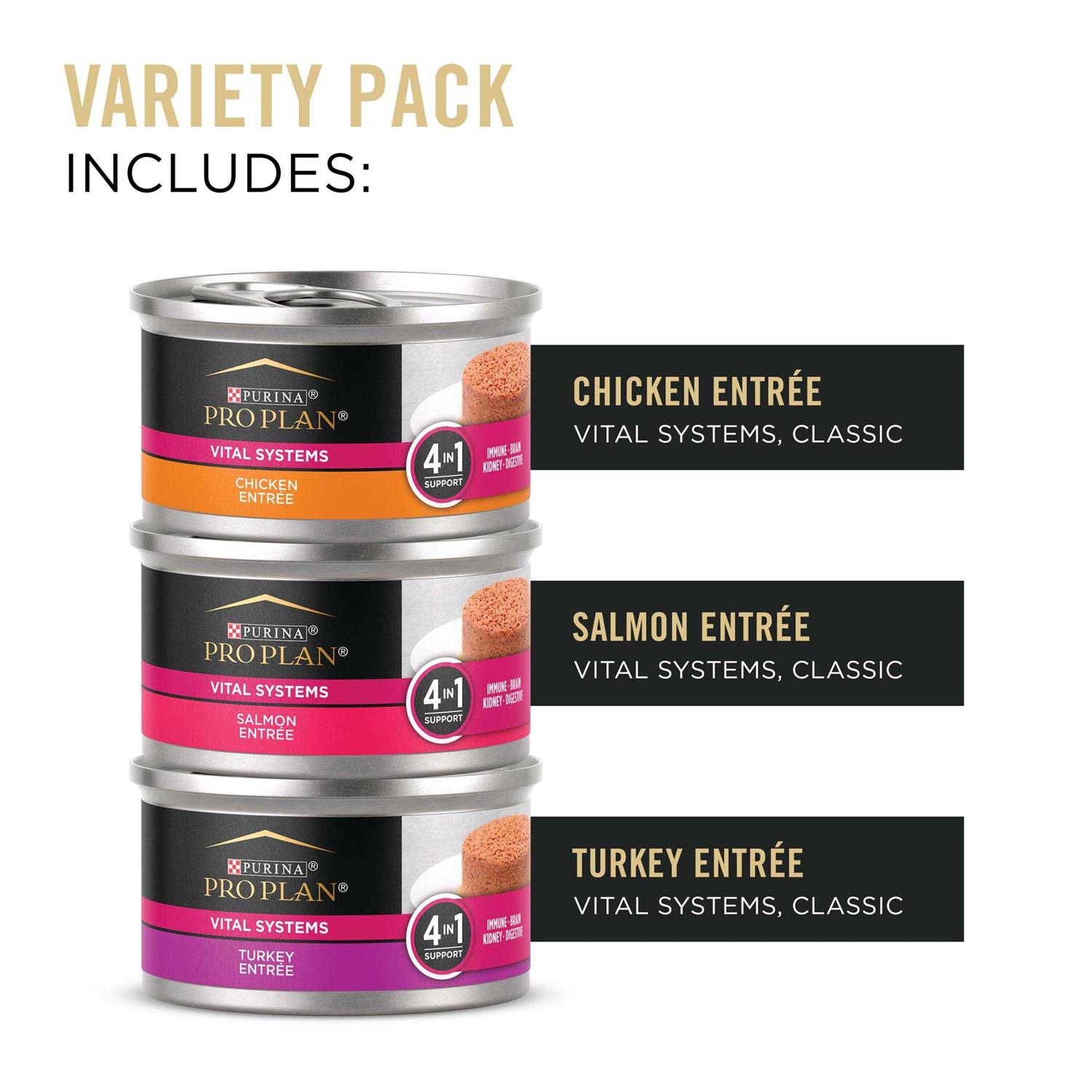 Purina Pro Plan Vital Systems Chicken Turkey & Salmon Entrée Variety Pack 4-in-1 Immune - Nail Gallerys