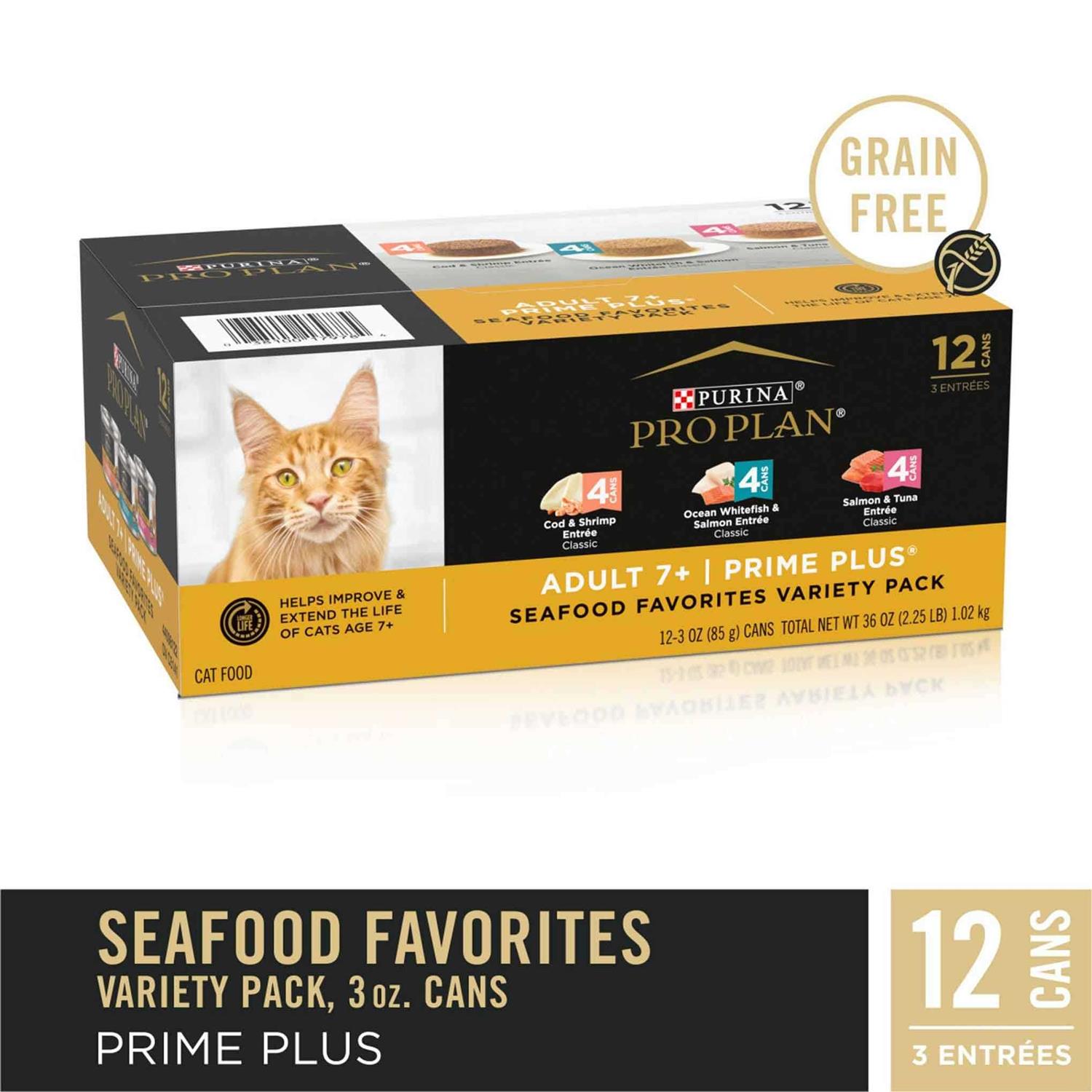 Purina Pro Plan Grain-Free Senior Pate Prime Plus Seafood Favorites Wet Cat Food Variety Pack - Nail Gallerys