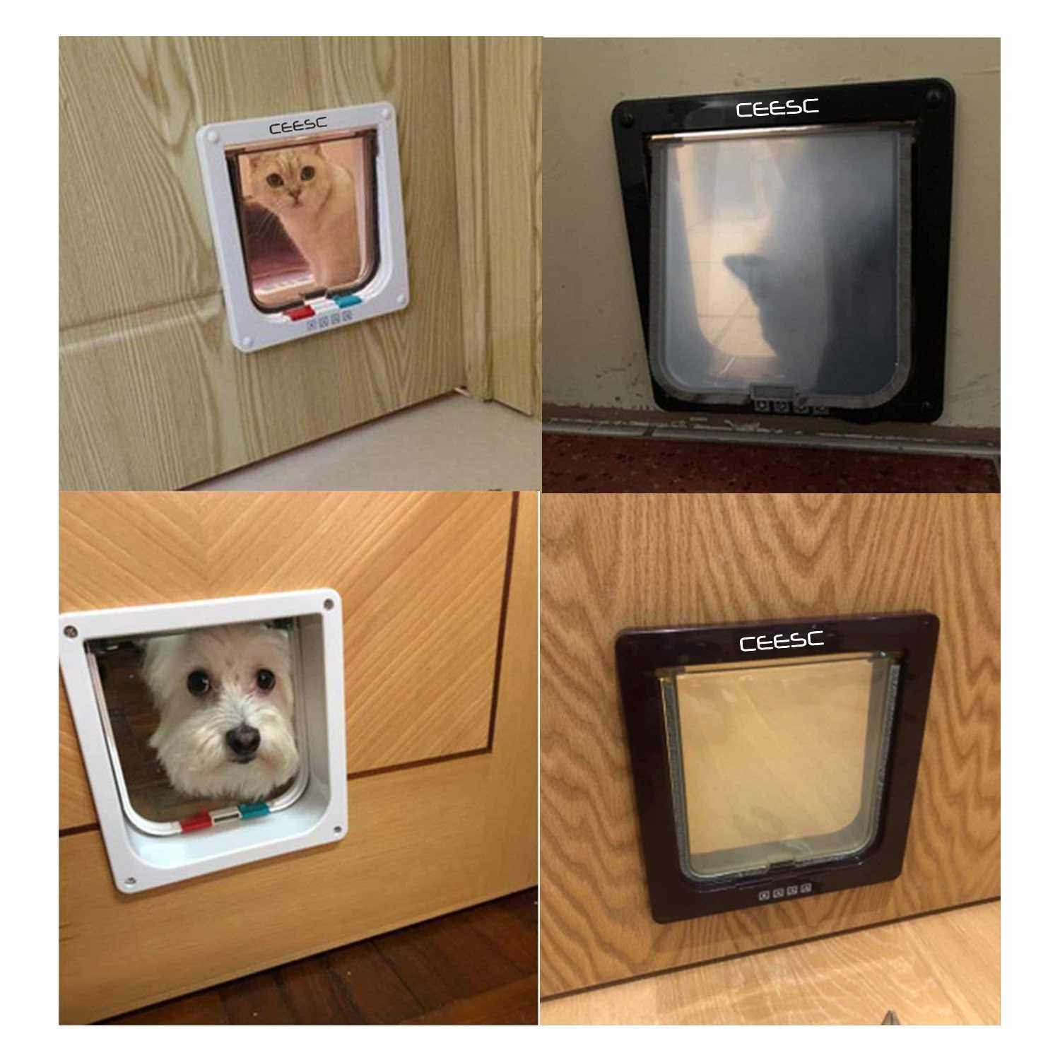 CEESC Extra Large Cat Door 4 Way Locking Large Cat Door for Interior Exterior Doors - Nail Gallerys