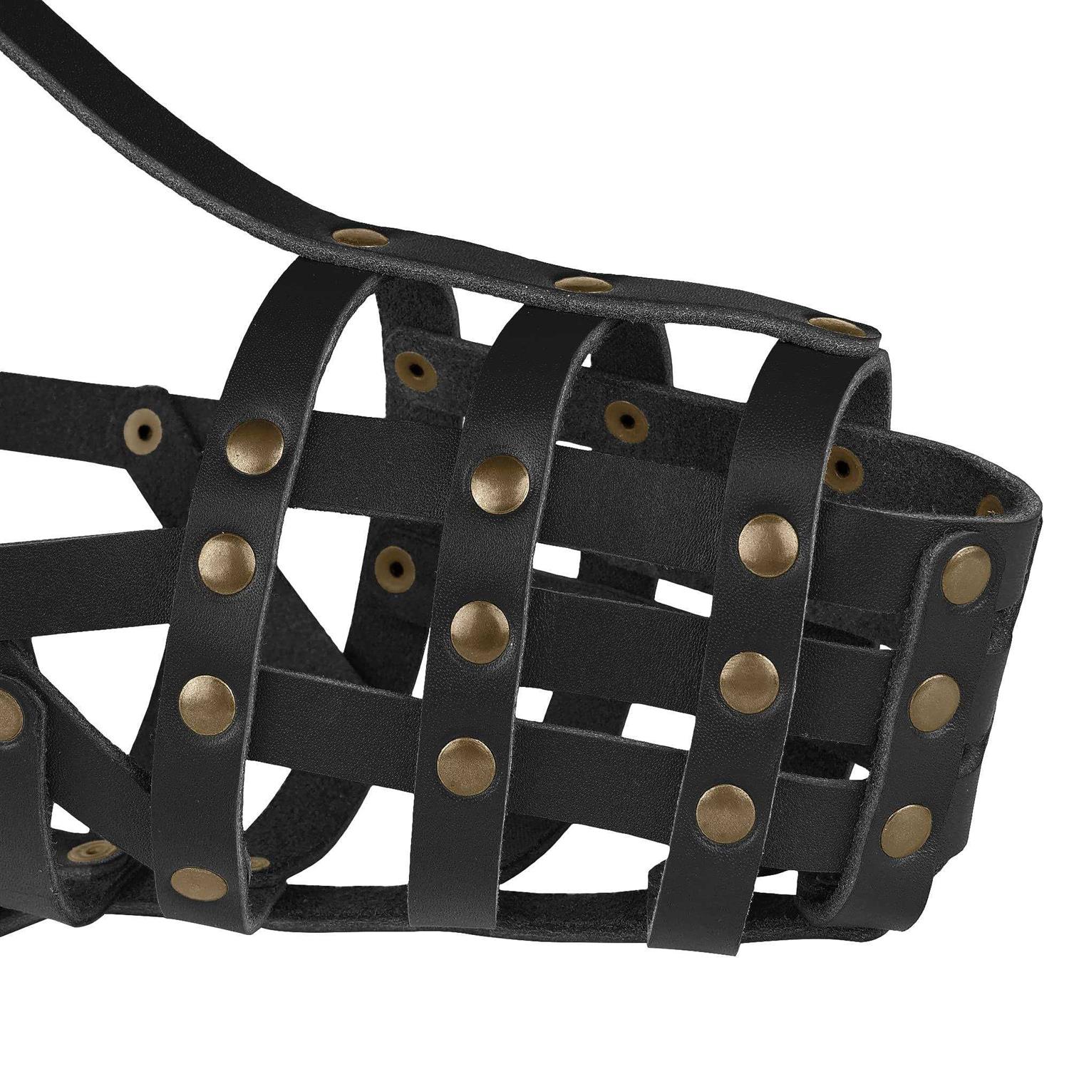 MUROM Leather Dog Muzzle German Shepherd Adjustable Breathable Doberman Dalmatian Setter Basket Medium Large Breeds Black Brown Red Gr - Nail Gallerys