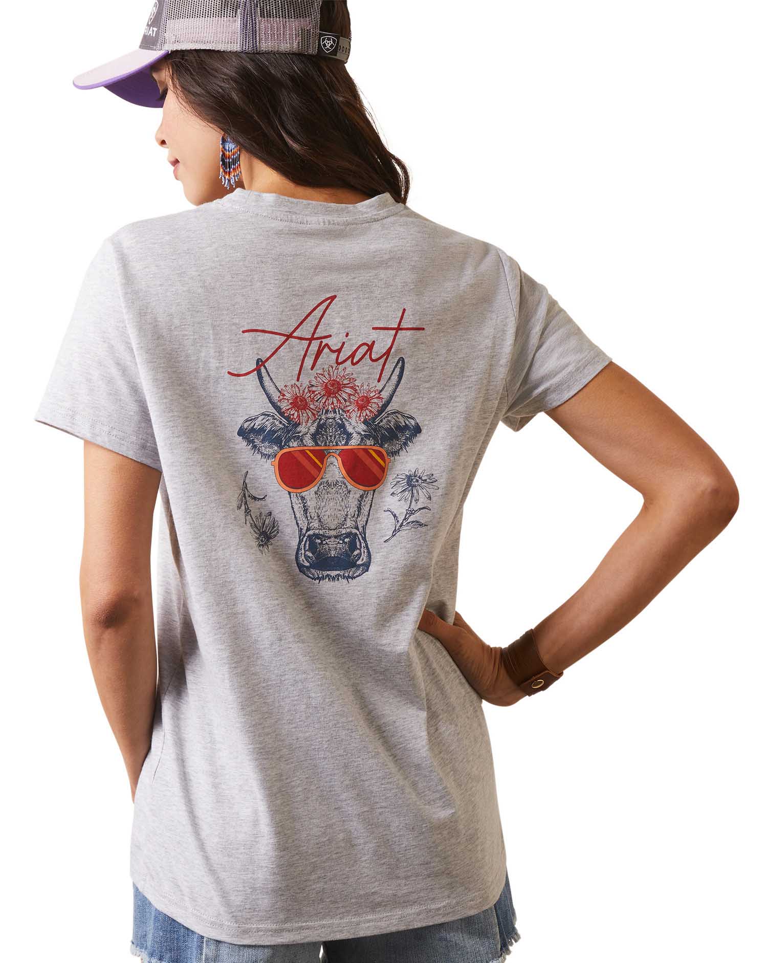 Ariat R.E.A.L. Cool Cow T-Shirt, Heather Gray - Nail Gallerys