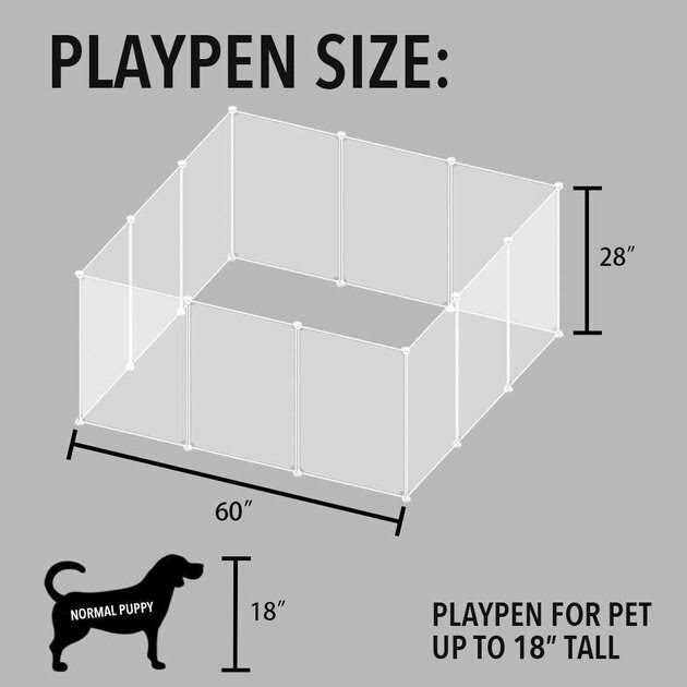 Allisandro 12 Grid Panel DIY Transparent Plastic Exercise Pet Playpen - Nail Gallerys