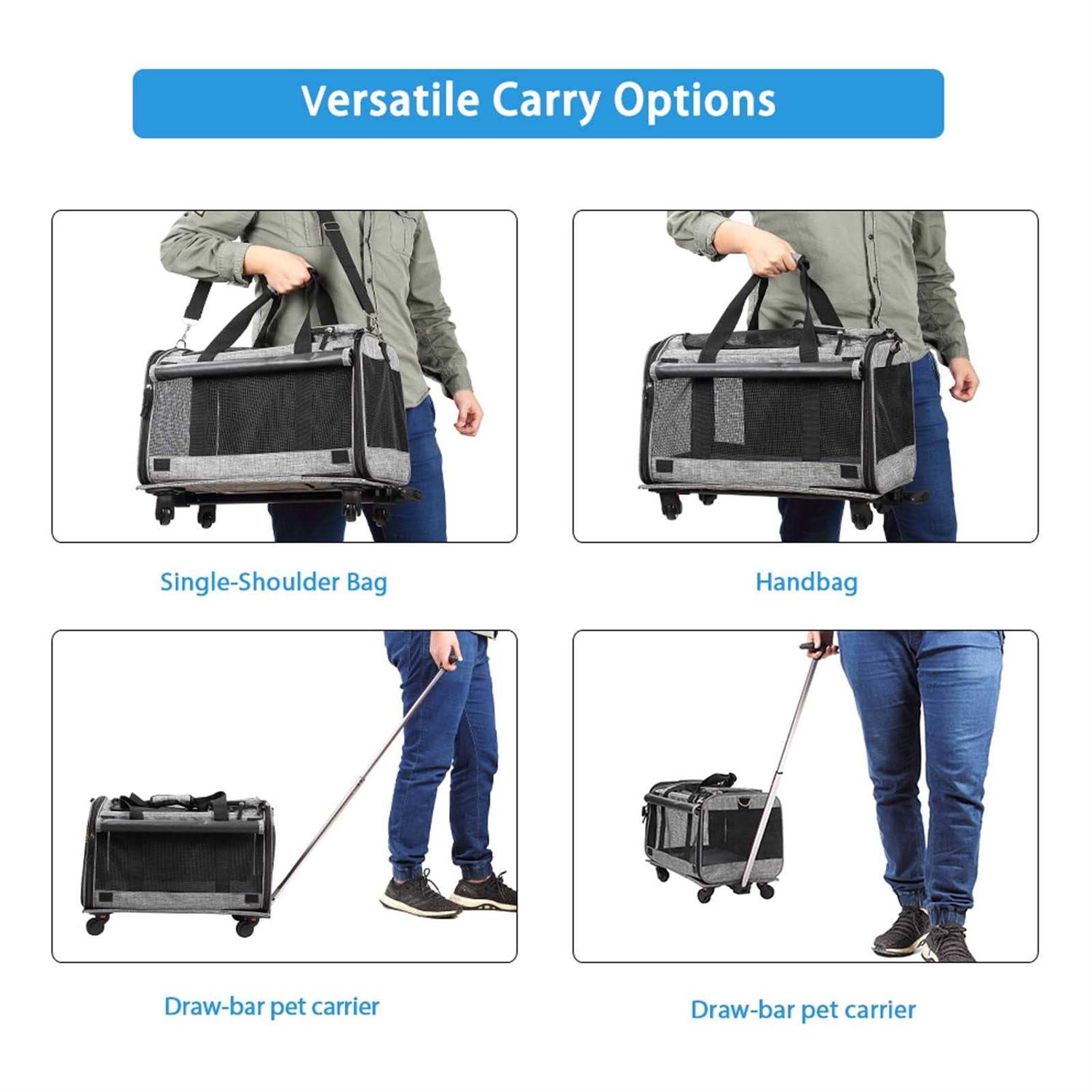 Mexmiody Pet Carrier with Wheels Airline Approved Dog Cat Carrier for Medium Small Dogs - Nail Gallerys