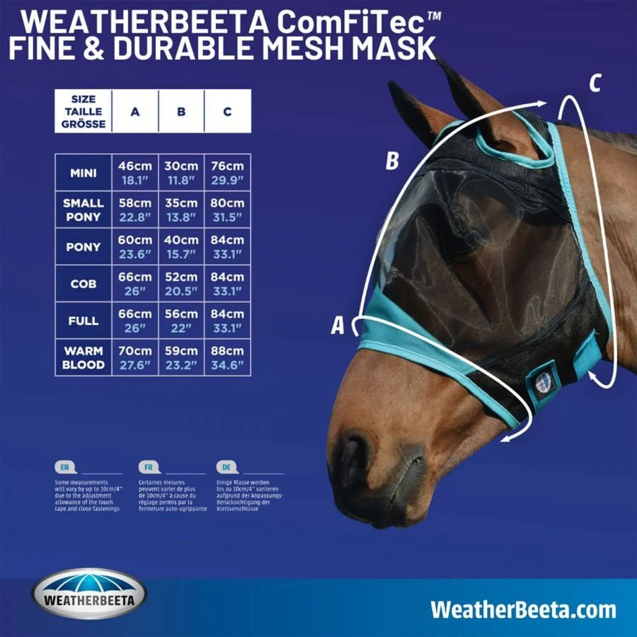 Weatherbeeta ComFITec Durable Mesh Horse Fly Mask with Nose, Black & Purple - Nail Gallerys