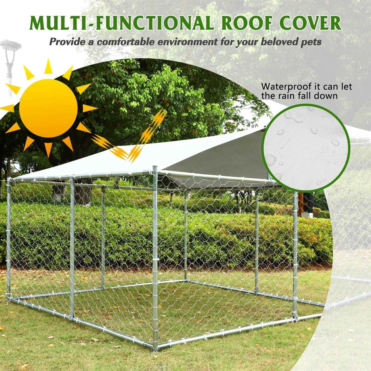 Magic Union Outdoor Dog Kennel,Large Dog Playpen Outdoor Dog Fence for Backyard Dog Run with Waterproof Cover - Nail Gallerys