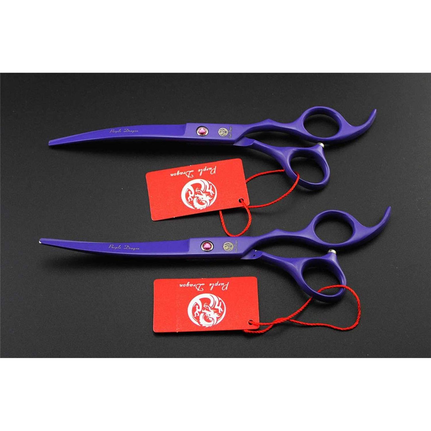 Purple Dragon Professional 7.0 inch 4PCS Pet Grooming Scissors Kit Japan Premium Steel Straight & Curved & Thinning Blade Dog Hair Cutting Shears Set - Nail Gallerys