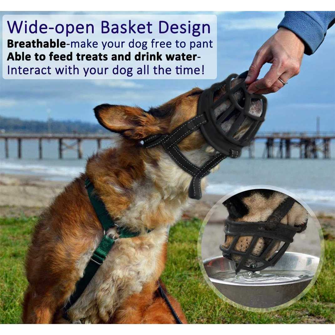 Barkless Dog Muzzle,Soft Basket Silicone Muzzles for Dog, Best to Prevent Biting, Chewing and Barking, Allows Drinking and Panting - Nail Gallerys