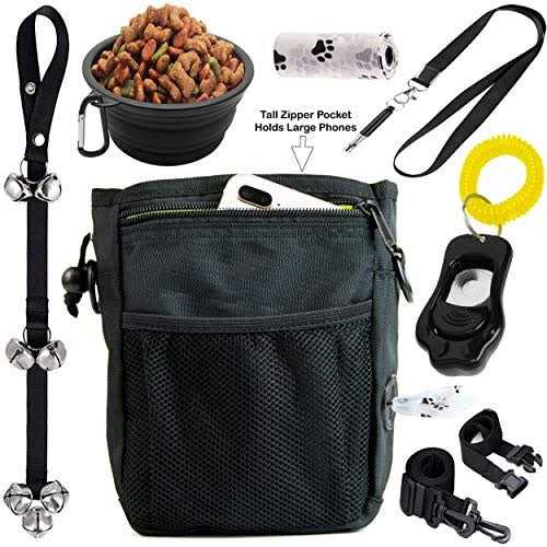 PupsNTails Dog Training Kit Puppy and Dog Training Treat Pouch,Adjustable Training Clicker,House Training Doorbells,Collapsible Dog Bowl - Nail Gallerys