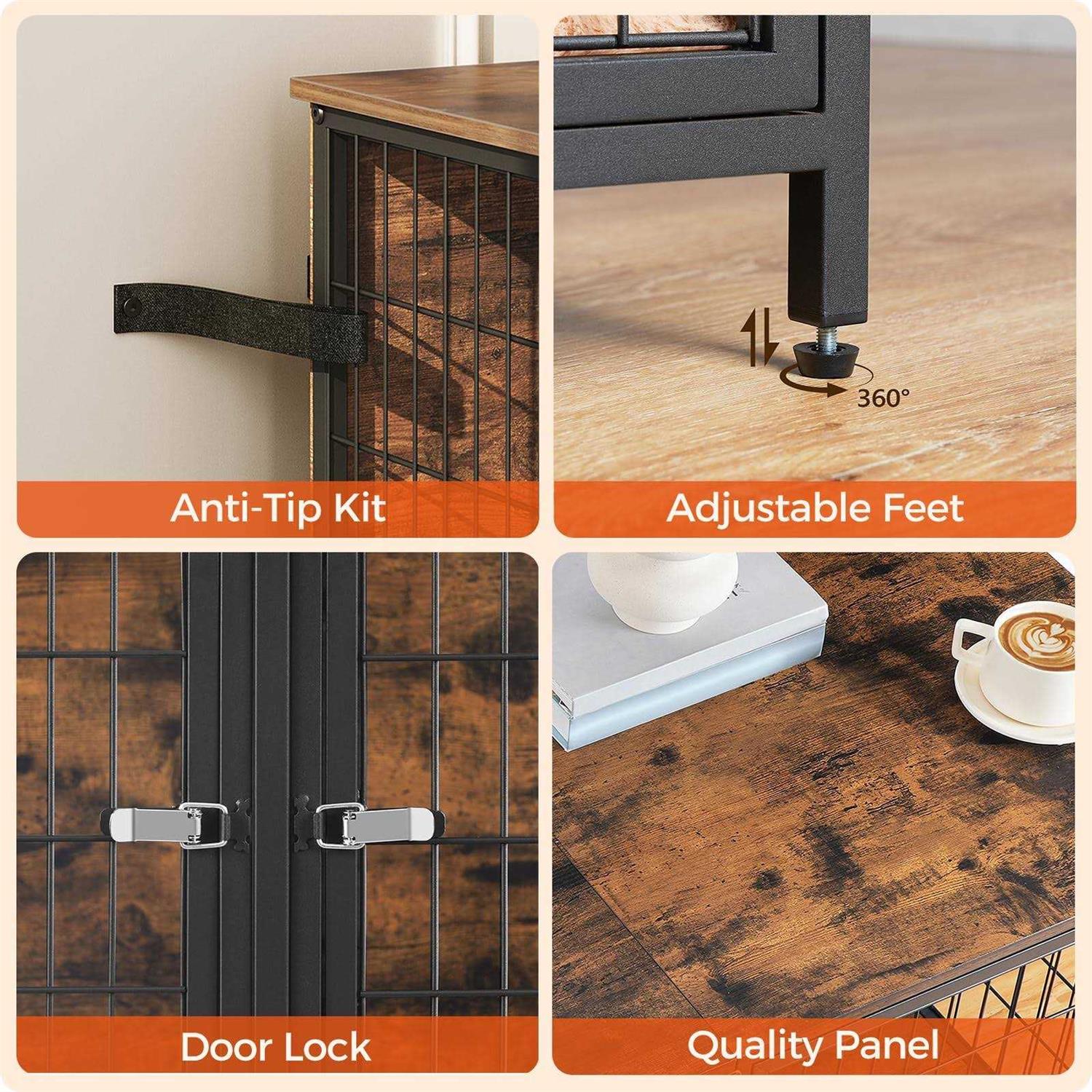 MAHANCRIS Dog Crate Furniture for 2 Dogs 43.3 Dog Kennel with Removable Divider - Nail Gallerys