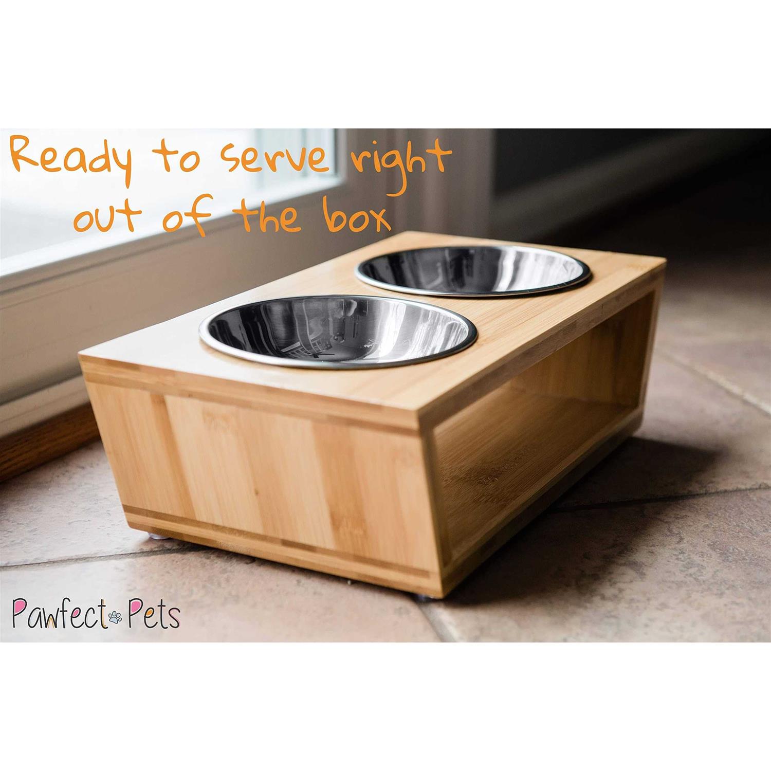 Pawfect Pets Elevated Dog Bowl Stand 4” Raised Dog Bowl for Small Dogs and Cats. Pet Feeder Comes with Four Stainless Steel Bowls - Nail Gallerys