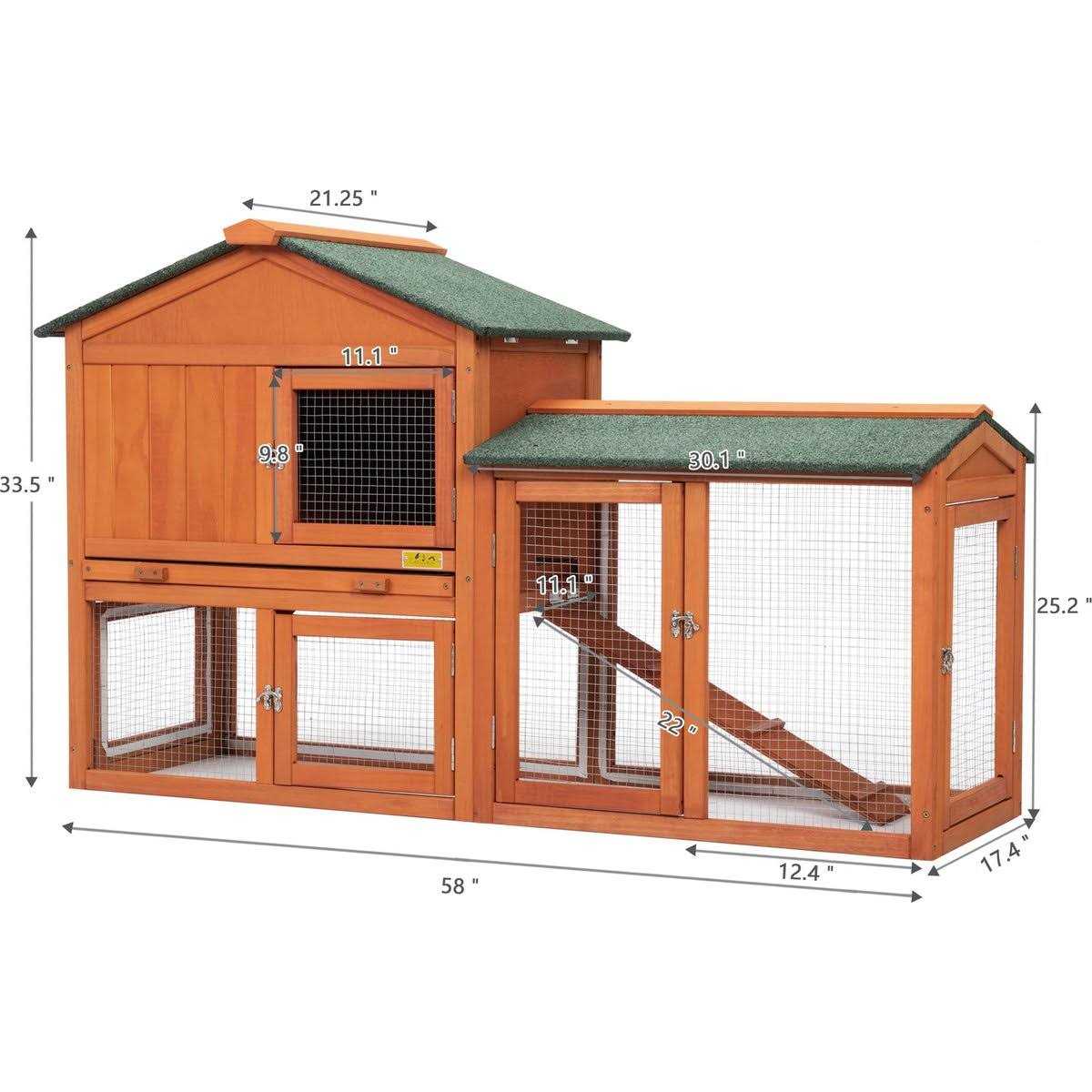 Coziwow by Jaxpety 2-Tier Outdoor Wooden Rabbit Hutch with Ramp - Nail Gallerys