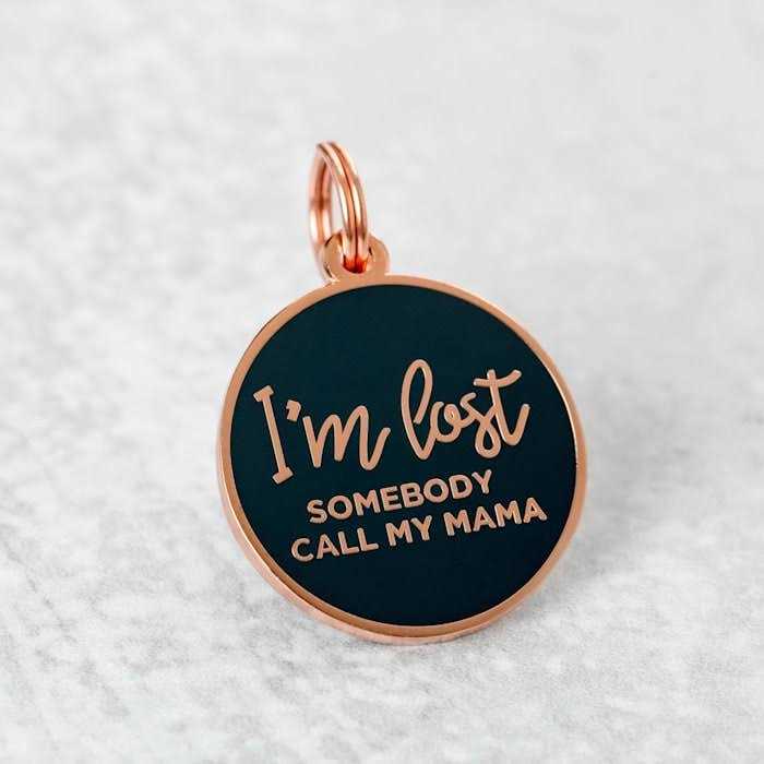 Two Tails Pet Company Rose Gold & Navy I’m Lost Mama Pet ID Tag - Nail Gallerys