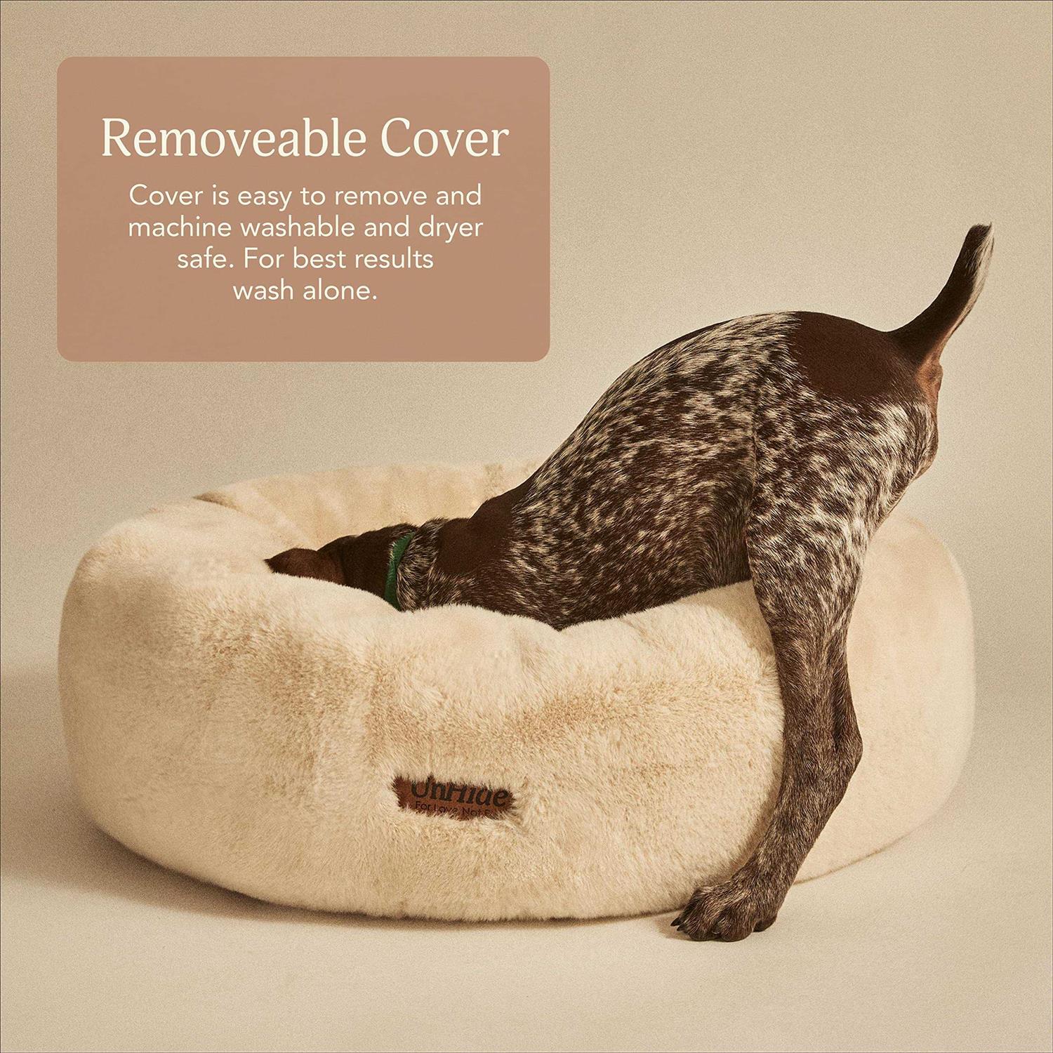 UnHide Floof Pet Bed Extra Soft Dog Bed Removable Faux Fur Cover - Nail Gallerys