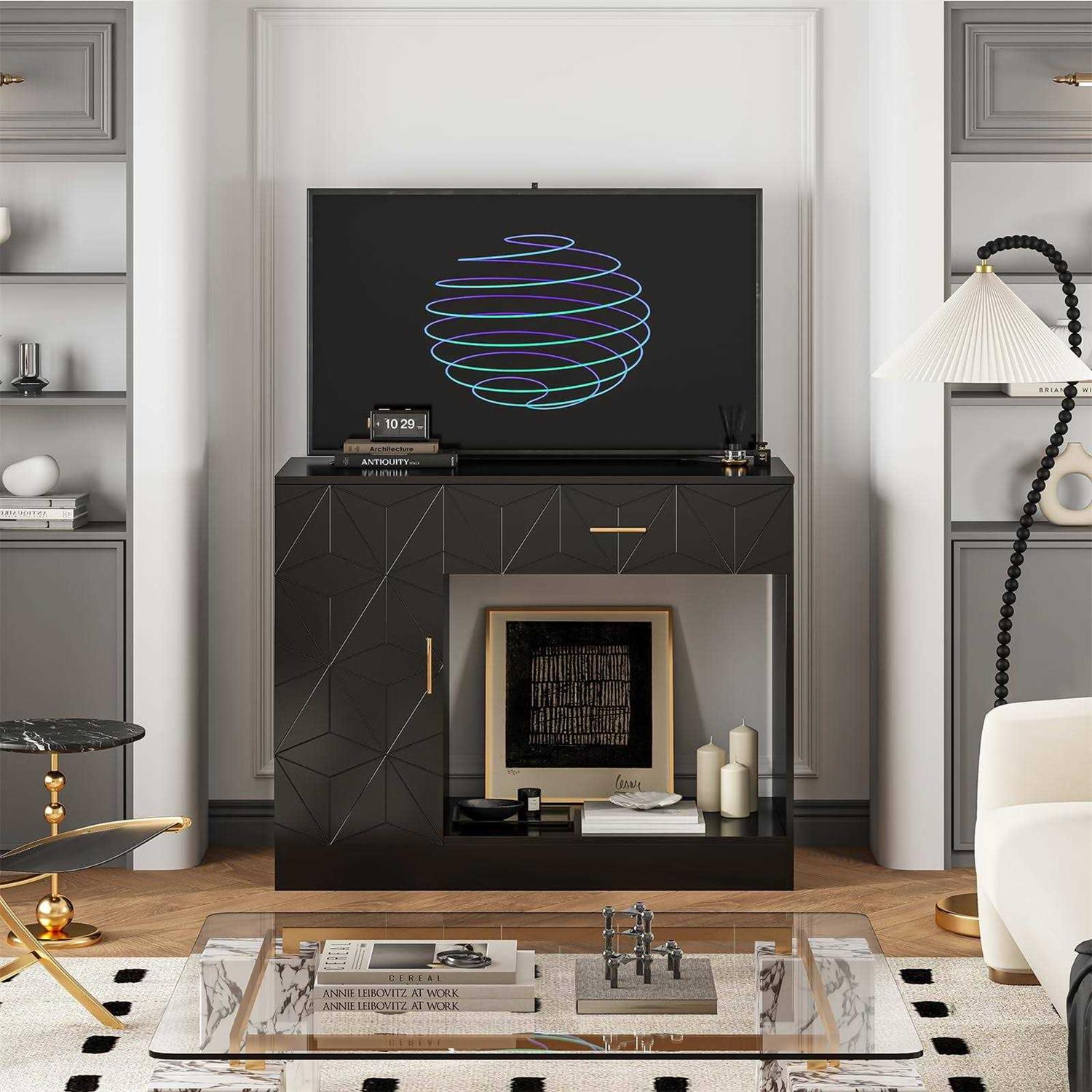 Saudism 40 Gallon Fish Tank Stand, 29-50 Gallon Aquarium Stand, Black Tank Stand, Fish Tank Table with Drawer and Cabinet, Sturdy and Durable - Nail Gallerys