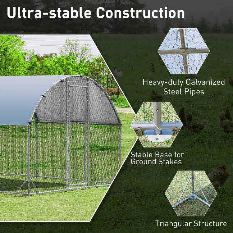 6.2/12.5/19 Feet Lockable Large Metal Chicken Coop Outdoor Dome Cage with Waterproof Cover - Nail Gallerys