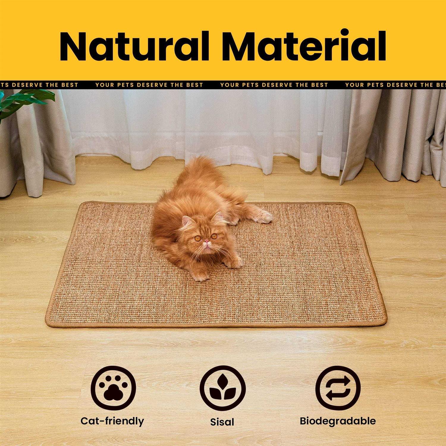 Conlun Cat Scratcher Mat,Natural Sisal Cat Scratch Pad,Horizontal Floor Cat Scratching Pads Rug for Indoor Cats Grinding Claws Nails,Cat Furniture - Nail Gallerys