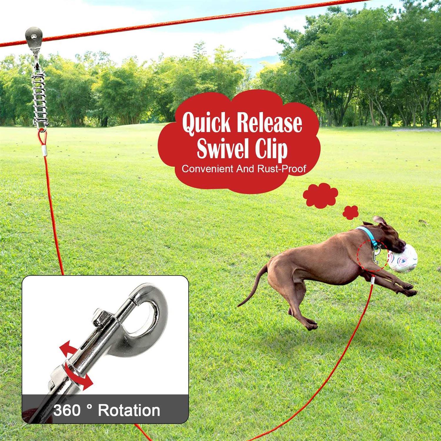 LUFFWELL Dog Runs for Outside 100FT Dog Runner for Yard Dog Tie Out Cable - Nail Gallerys