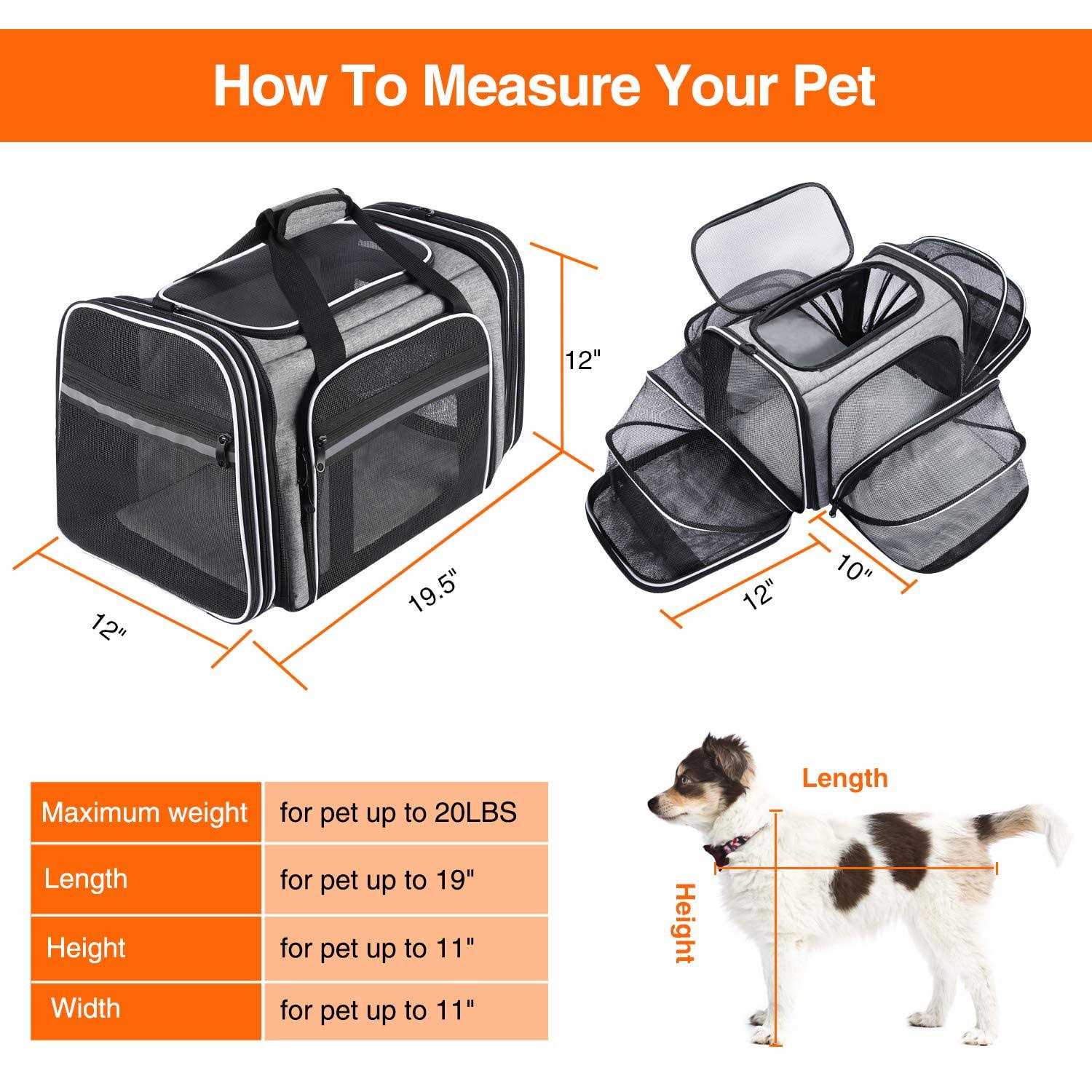 MASKEYON TSA Airline Approved Soft Sided Pet Carrier 4 Expandable Large Travel Carrier Collapsible with 3 Removable Washable - Nail Gallerys