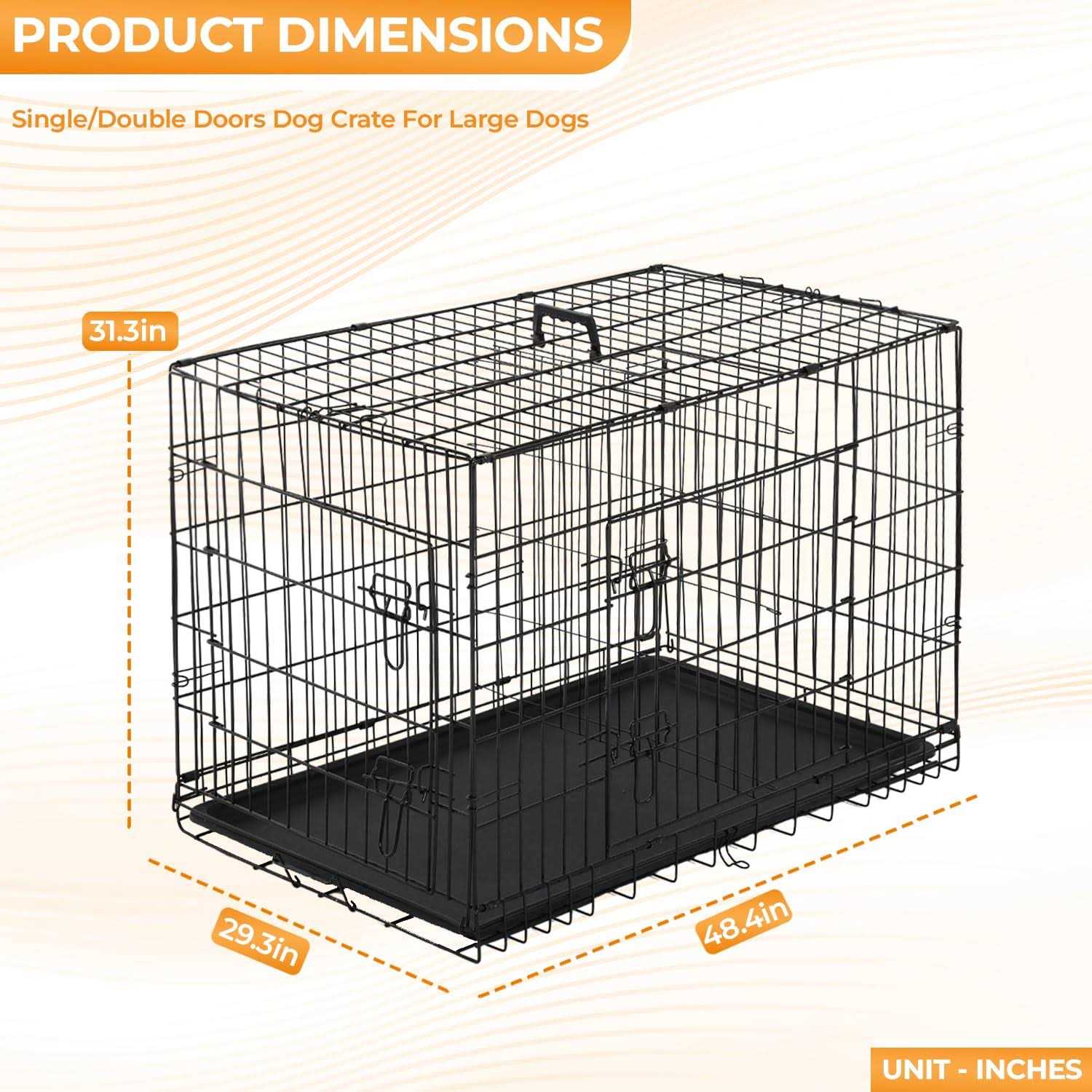 PayLessHere Large Dog Crate Kennel for Medium Large Dogs Metal Dog Cage Double-Door Folding Travel Indoor Outdoor Puppy Playpen with Divider and - Nail Gallerys