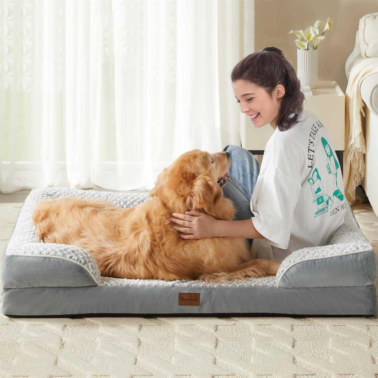 LNSSFFER Orthopedic Dog Beds for Large Dogs,Sofa Dog Bed Large Dogs. Egg Foam Large Dog Bed with Removable Washable Pillow Cover - Nail Gallerys