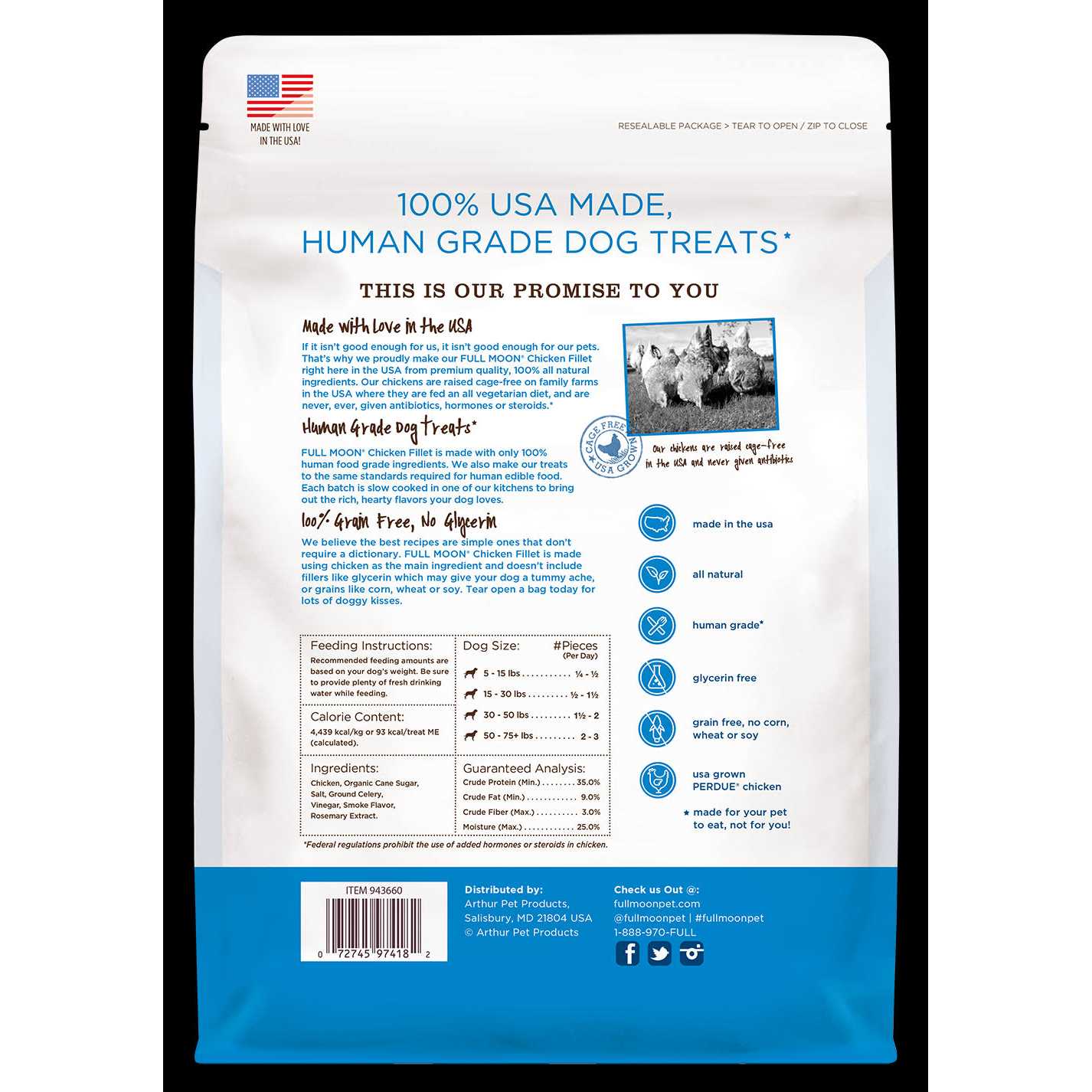 Full Moon Chicken Fillet Human-Grade Dog Treats 48 oz - Nail Gallerys