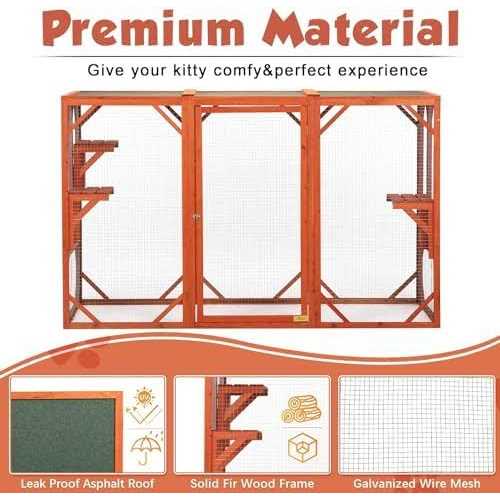 Cozivvovv Outdoor Cat Enclosures Wooden Catio Outdoor Cat Enclosure Weatherproof - Nail Gallerys