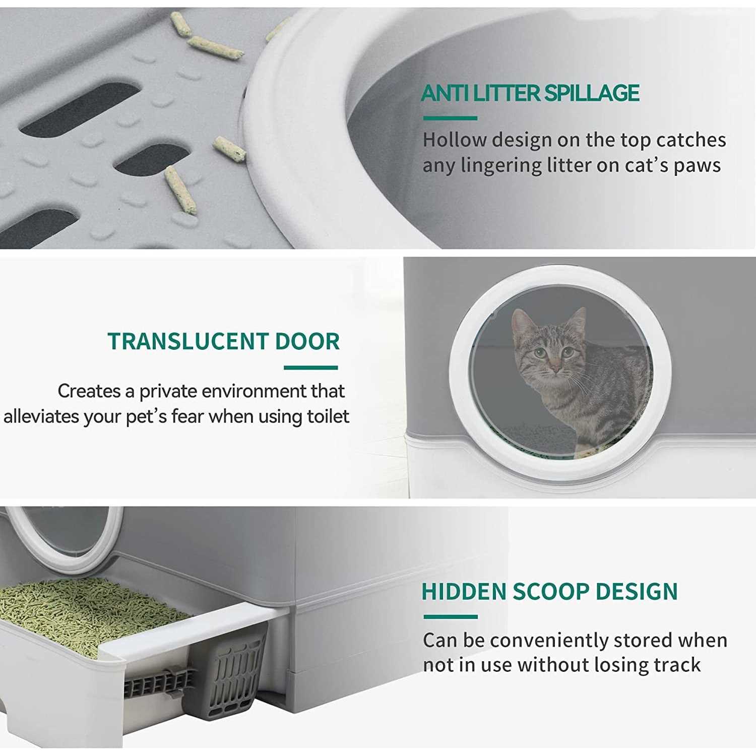 Dextrus Large Enclosed Cat Litter Box with Lid Cover&Litter Scoop,Front Entry Top Exit Door,Odorless Enclosed Design with Drawer, and Easy Cleaning - Nail Gallerys