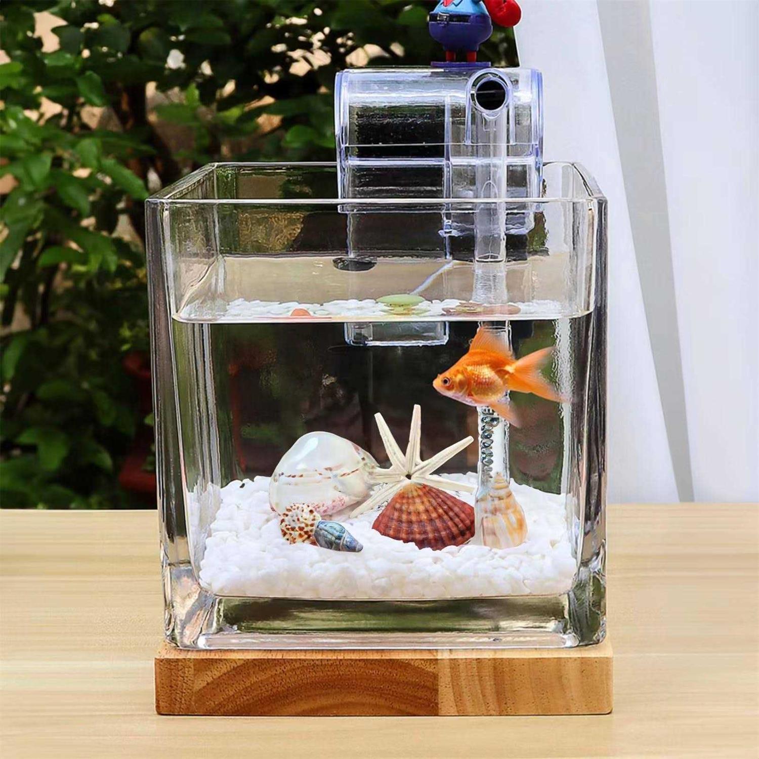 SARUFO 0.81Gallon Fish Tank Kit Desk Aquarium Set Small Glass for Kids Beginner Square Betta - Nail Gallerys