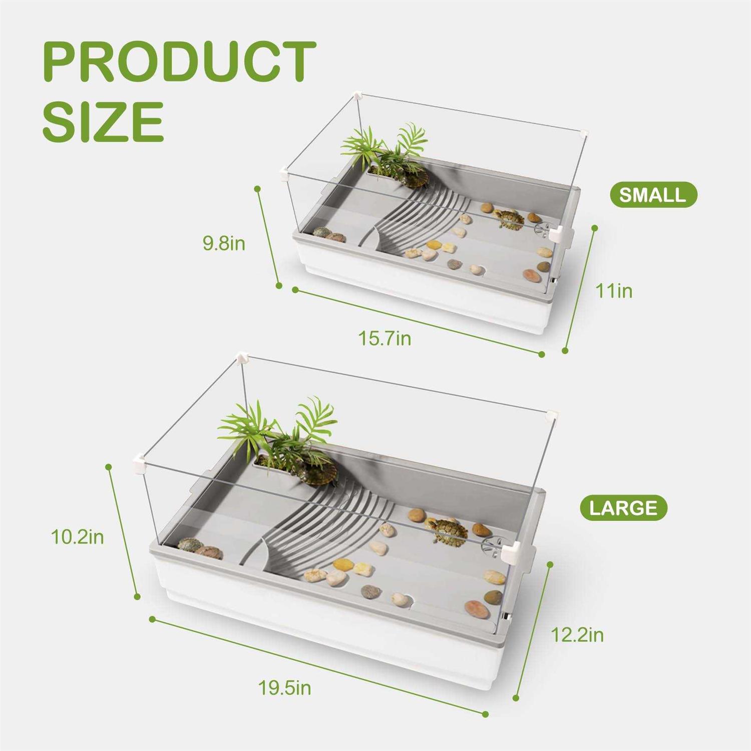 Turtle Tank Habitat Acrylic Aquatic Tortoise Aquarium Starter Kit with Multi-Function Area - Nail Gallerys