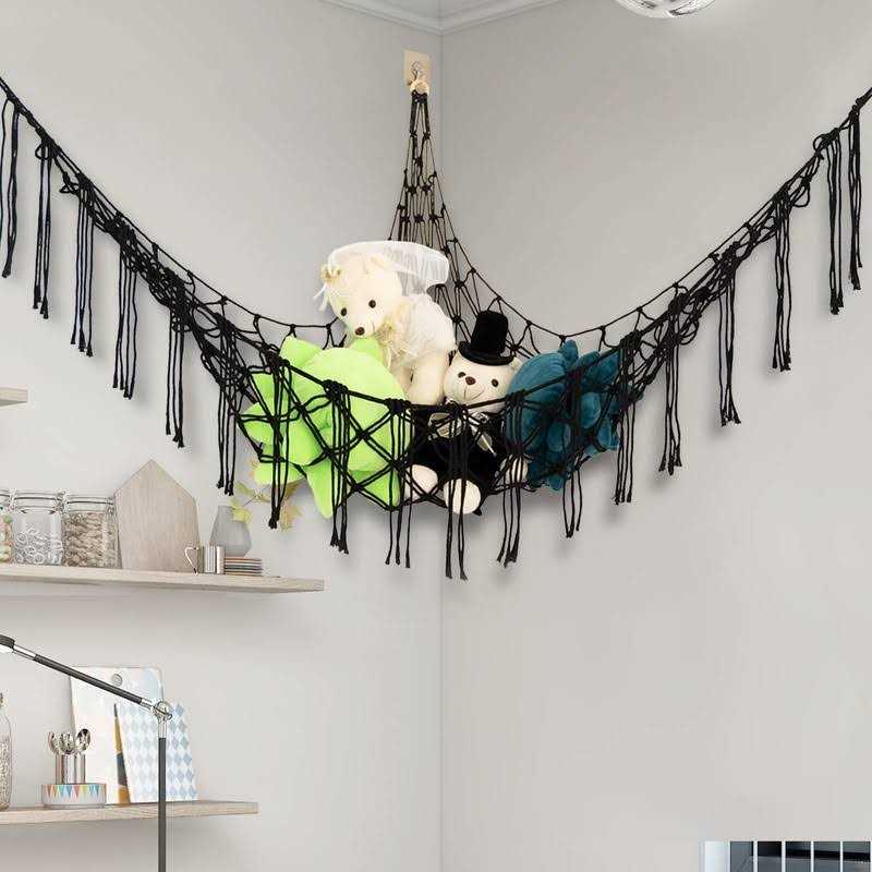 Yelienm Boho Stuffed Animals Net or Hammock Large,55 inch Toy Hammock Macrame Stuff Animal Storage Corner Hanging Net Holder,Mesh Hammock Plush Toy - Nail Gallerys