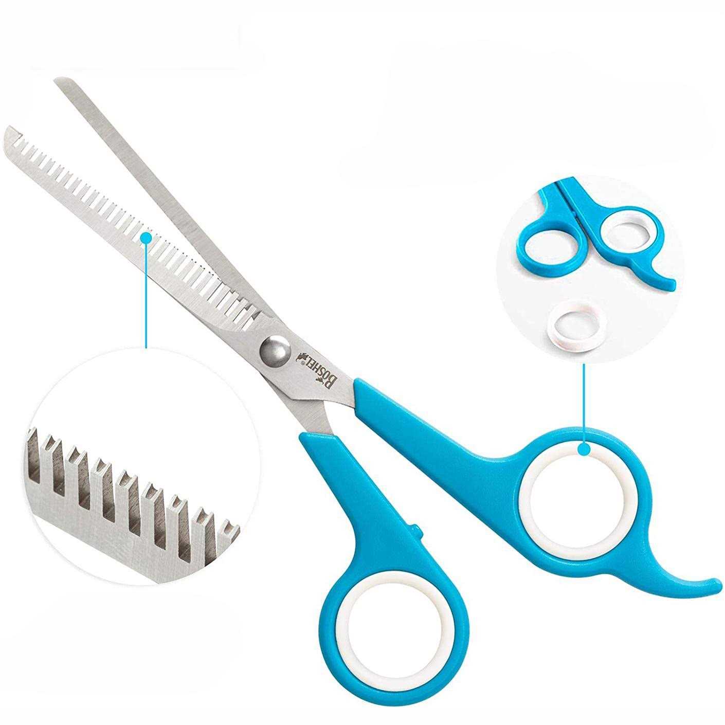Boshel Dog Thinning Shears 7 inch Straight Dog Trimming Shears With Safe Rounded Tips - Nail Gallerys