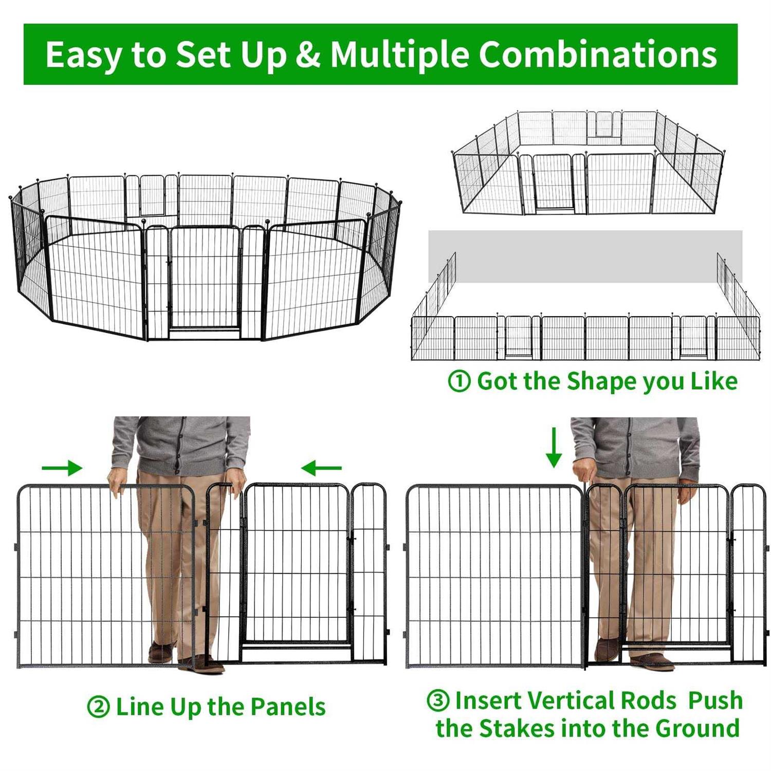 Kfvigoho Dog Playpen Outdoor Panels Heavy Duty Dog Pen Height Puppy Playpen Indoor Anti-Rust Exercise Fence with Doors for Medium/Small Pet - Nail Gallerys