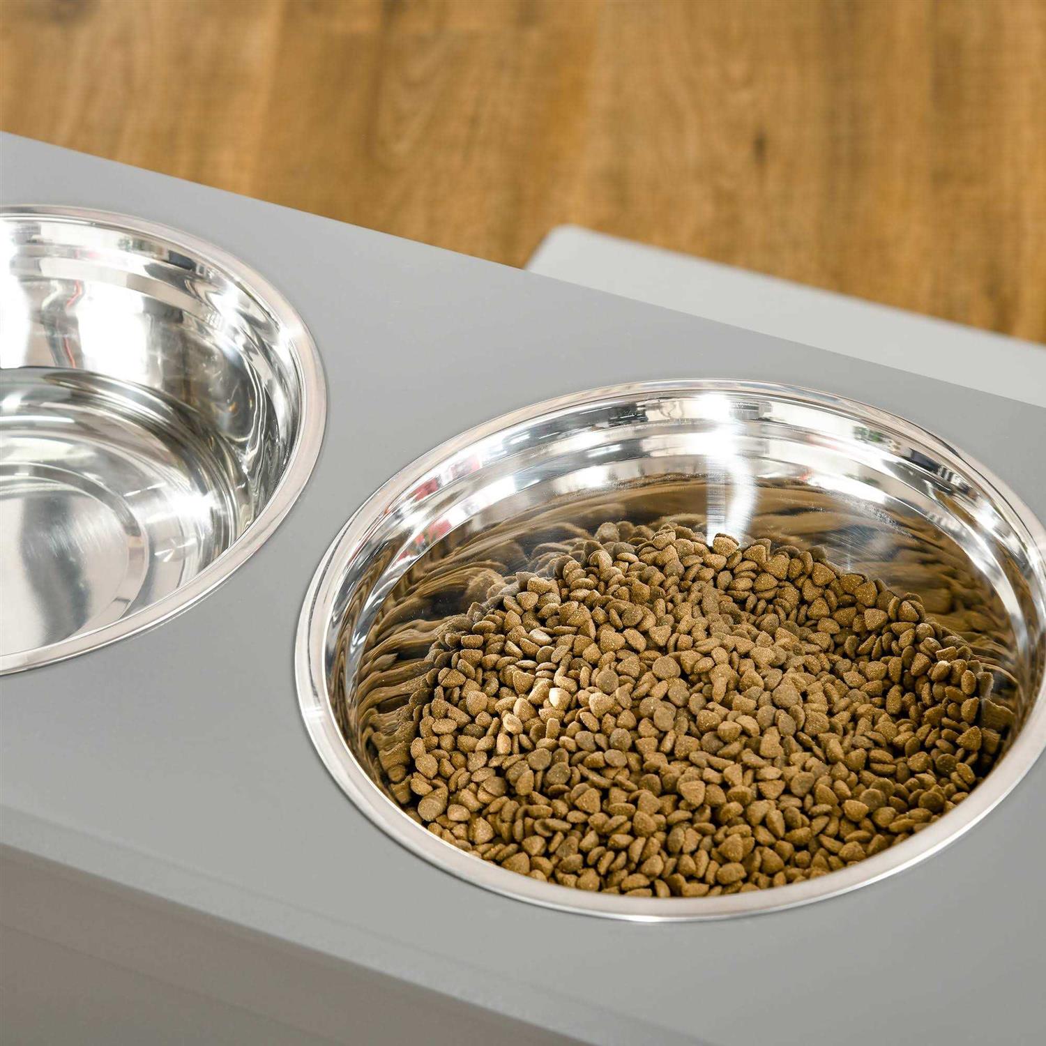 PawHut Raised Pet Feeding Storage Station with 2 Stainless Steel Bowls Base for Large Dogs and Other Large Pets - Nail Gallerys
