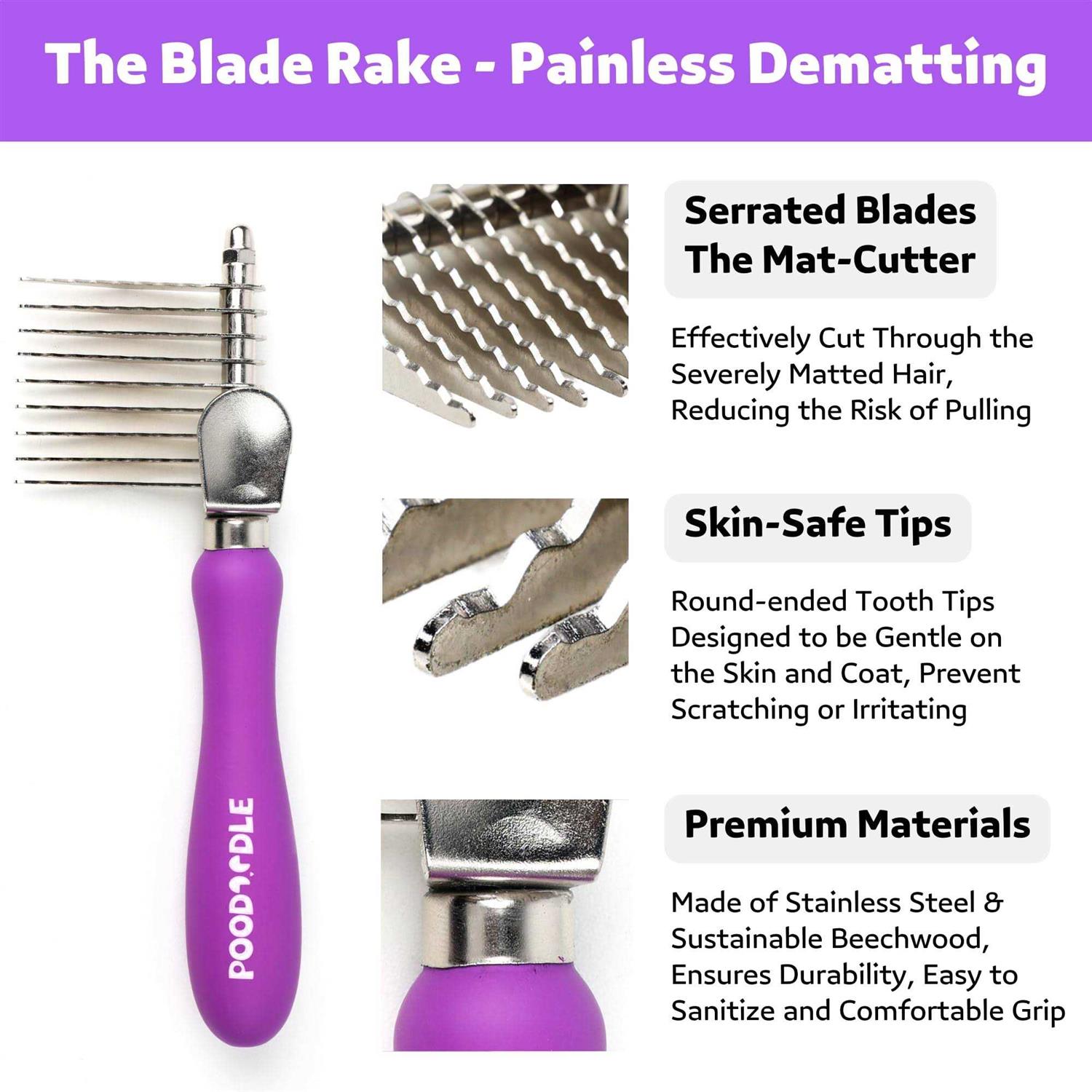 Poodoodle Pain-Free Dematting Comb Kit for Dogs & Cats Dematting Rake & Detangling Dual-Side Comb Set - Nail Gallerys