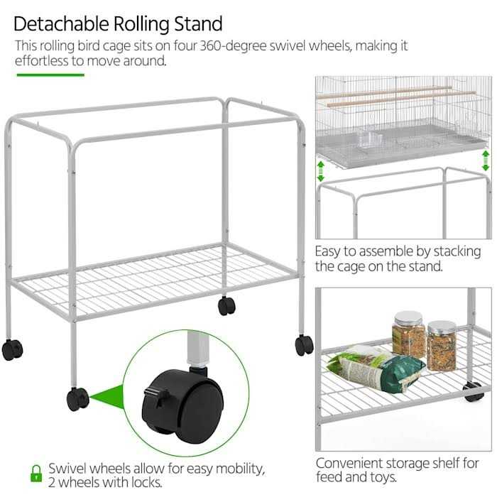 Topeakmart 47 Flight Cage with Slide-Out Tray and Rolling Detachable Stand for Birds - Nail Gallerys