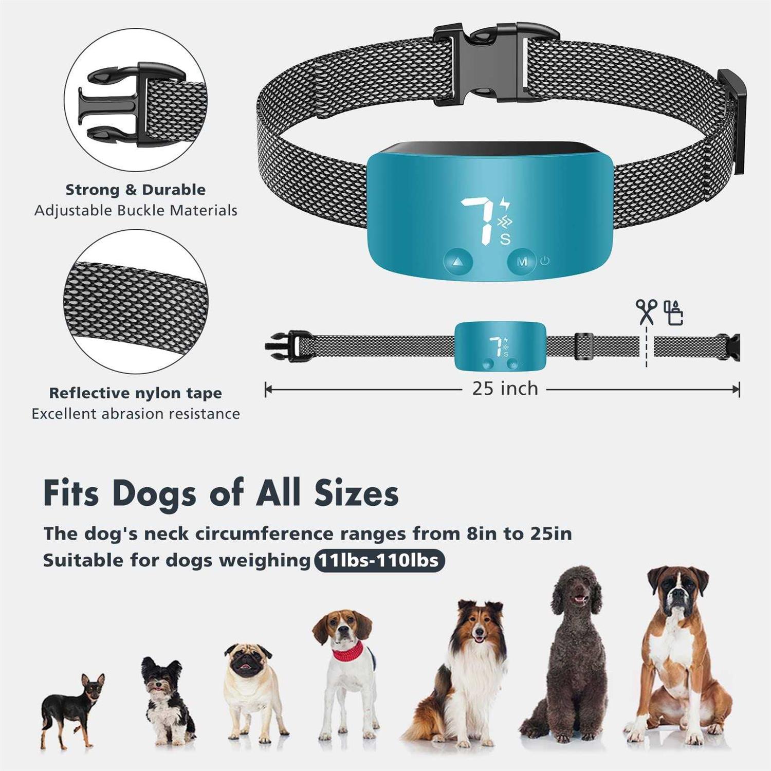 NBJU Bark Collar for Dogs,Rechargeable Anti Barking Training Collar with 7 Adjustable Sensitivity and Intensity Beep Vibration for Small Medium - Nail Gallerys